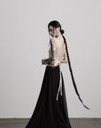 DOINDULGE Embroidered Halter Top with Floral Motif and Beaded Hem Detailing