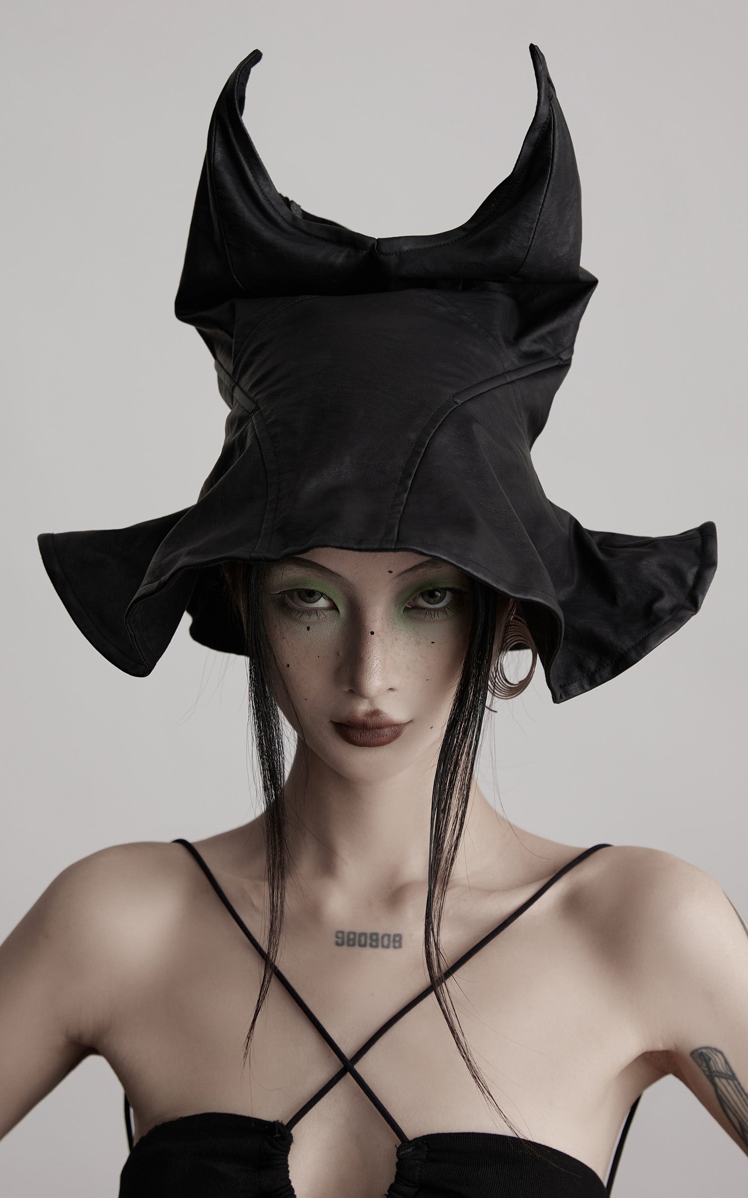 DOINDULGE Leather Corset Tube Top Convertible into Statement Hat