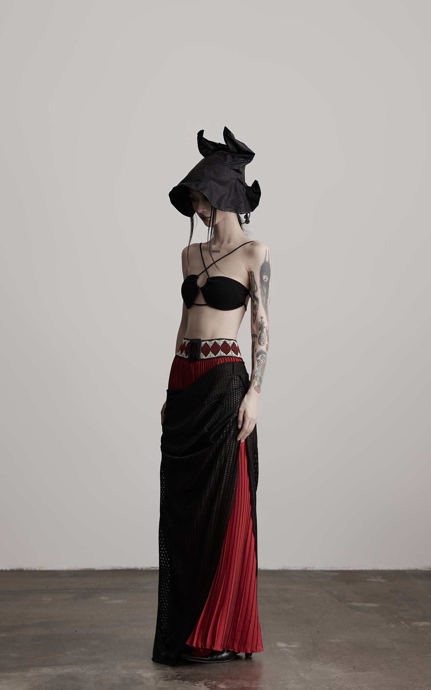DOINDULGE Leather Corset Tube Top Convertible into Statement Hat