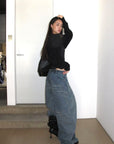 0122stepll Curved Wide-Leg Dragging Jeans
