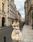 Rase le sol Mid-Length Skirt with 3D Rose Detail and Asymmetric Gathered Hem