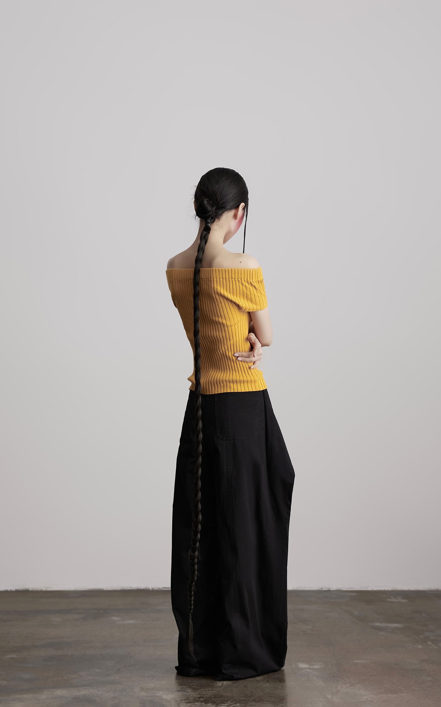 DOINDULGE Wide-Leg Wrap Pants with Knot Button and Beaded Tassel Detail