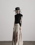 DOINDULGE Asymmetric Textured Sleeveless Top with Frayed and Beaded Detailing