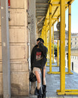 WARDEN EDGE Oversized Graphic Sweatshirt with Vintage Campbell Print and Strap Hem Detail