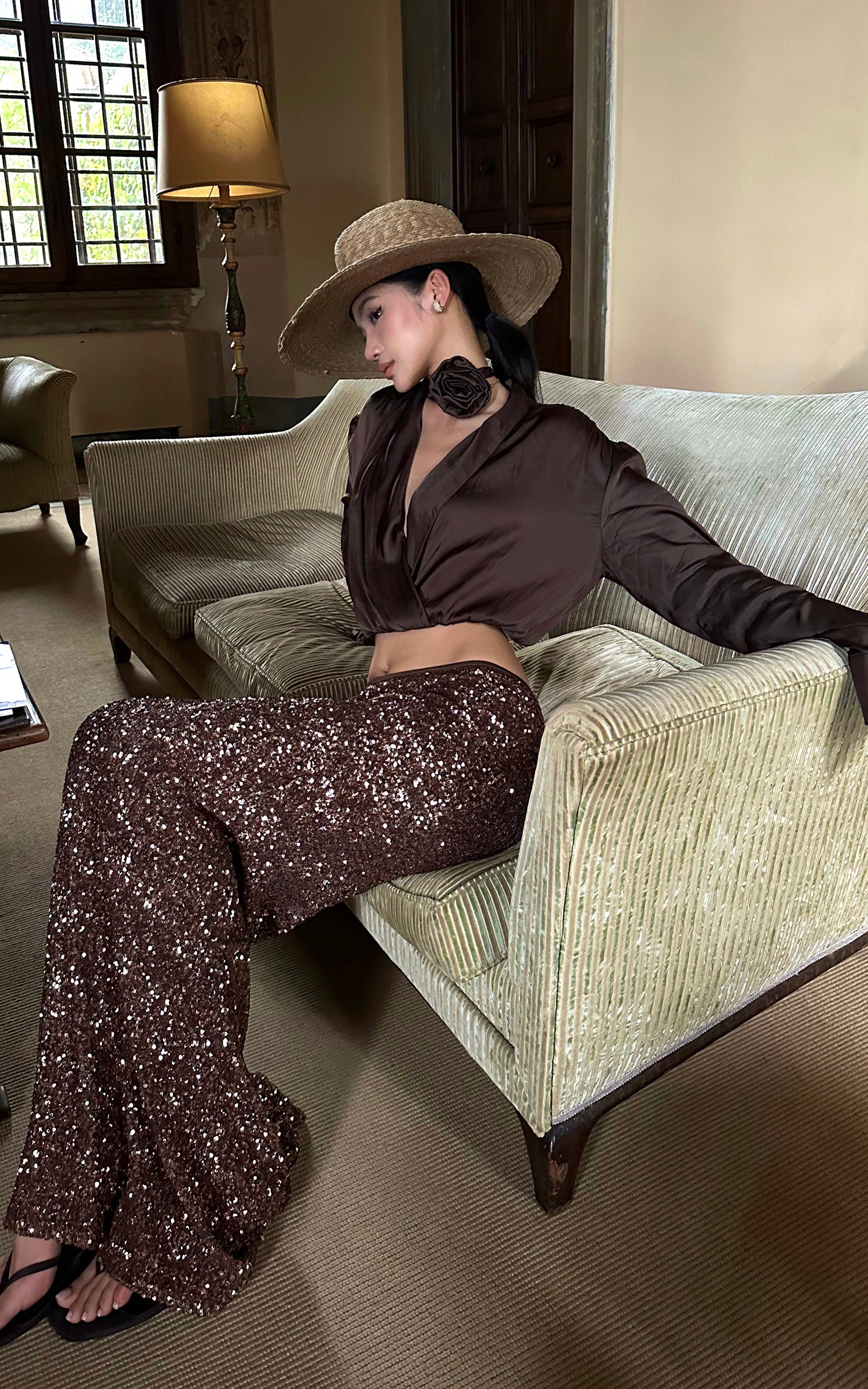 ROVENTE Sequin Mermaid Maxi Skirt with High Waist and Body-Hugging Silhouette