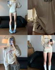 Rase le sol Gothic Print Long Sleeve and Stretch Lounge Shorts Set