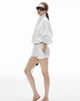IAMXIAA Cropped Windbreaker Jacket and Relaxed Shorts Set