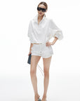 IAMXIAA Cropped Windbreaker Jacket and Relaxed Shorts Set