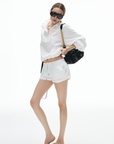 IAMXIAA Cropped Windbreaker Jacket and Relaxed Shorts Set