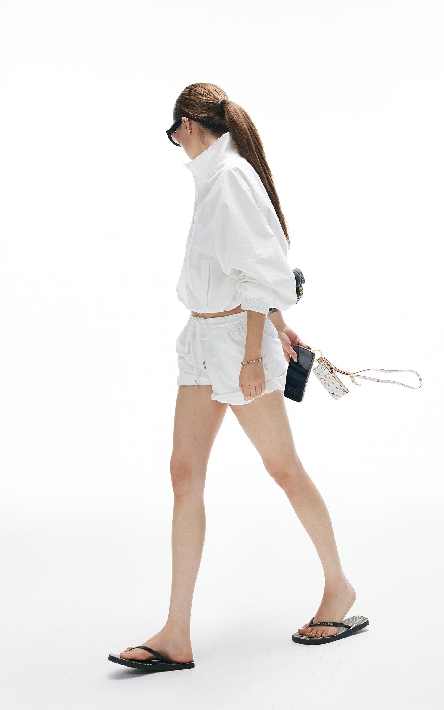 IAMXIAA Cropped Windbreaker Jacket and Relaxed Shorts Set