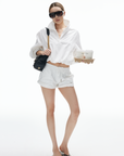 IAMXIAA Cropped Windbreaker Jacket and Relaxed Shorts Set