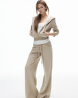 IAMXIAA Velour Zip Hoodie and Wide-Leg Pants Set