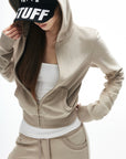 IAMXIAA Velour Zip Hoodie and Wide-Leg Pants Set