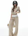 IAMXIAA Velour Zip Hoodie and Wide-Leg Pants Set