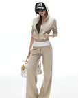 IAMXIAA Velour Zip Hoodie and Wide-Leg Pants Set