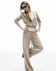 IAMXIAA Velour Zip Hoodie and Wide-Leg Pants Set