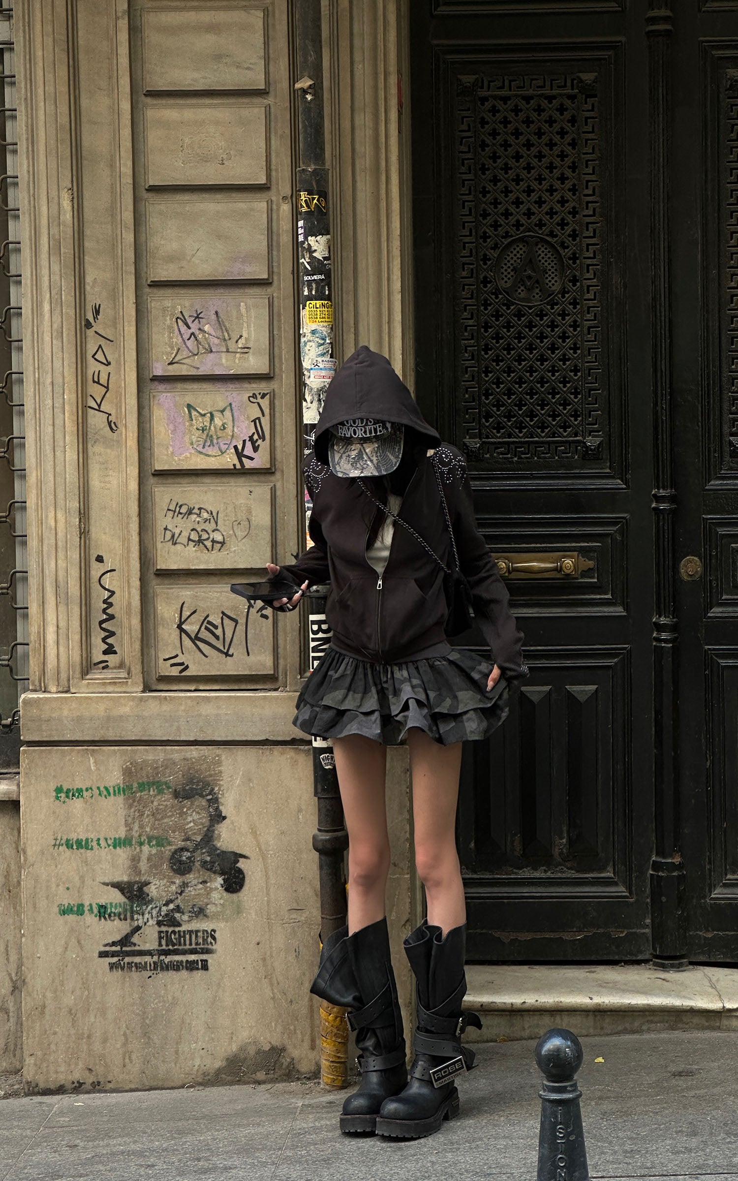 WARDEN EDGE Camo Layered Mini Skirt with Built-in Shorts