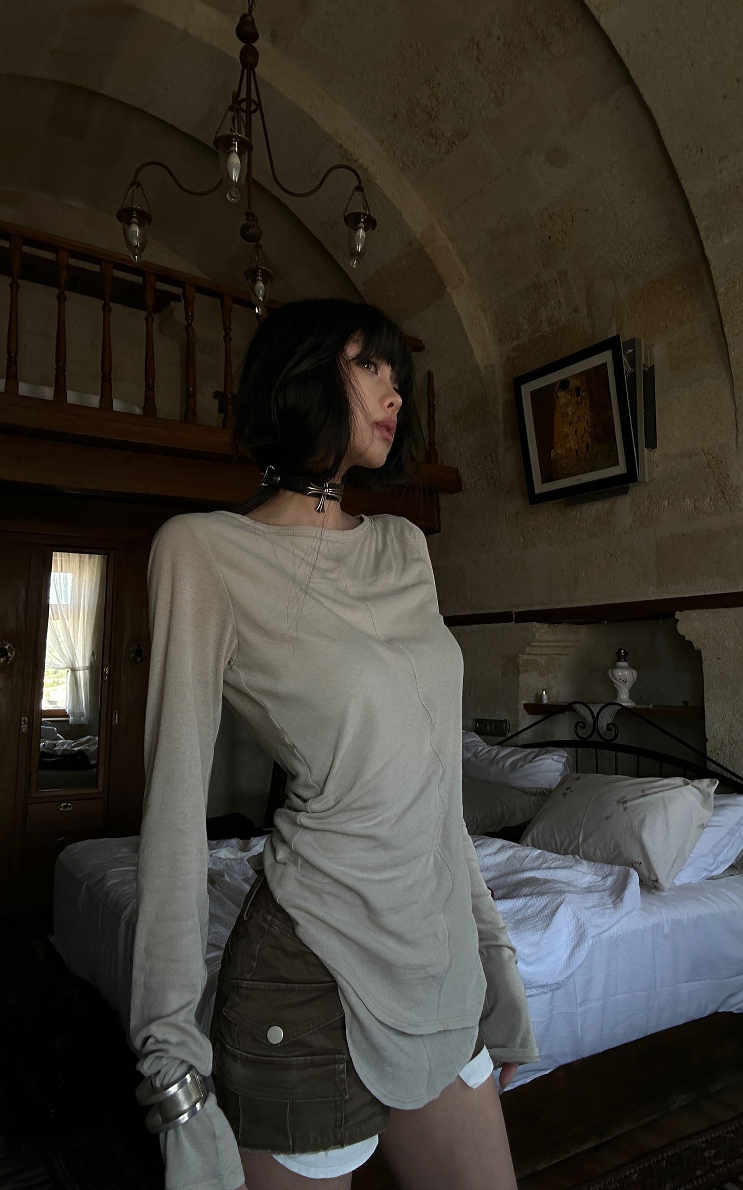 WARDEN EDGE Asymmetric Long Sleeve T-Shirt with Raw Edge Details