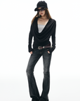 IAMXIAA Draped Deep V Long Sleeve Top
