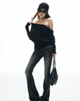IAMXIAA Draped Deep V Long Sleeve Top