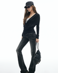 IAMXIAA Draped Deep V Long Sleeve Top