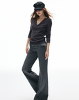 IAMXIAA Low Rise Wide Leg Trousers with Statement Belt