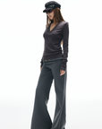 IAMXIAA Low Rise Wide Leg Trousers with Statement Belt
