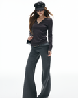 IAMXIAA Low Rise Wide Leg Trousers with Statement Belt