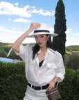 ROVENTE Linen Utility Shirt with Epaulettes and Patch Pockets