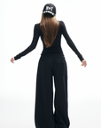 IAMXIAA Studded V-Neck Long Sleeve Tee