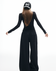 IAMXIAA ボタン付きワイドレッグスウェットパンツ、リラックスフィット