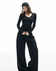 IAMXIAA Studded V-Neck Long Sleeve Tee
