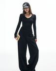 IAMXIAA Studded V-Neck Long Sleeve Tee