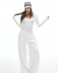 IAMXIAA Studded V-Neck Long Sleeve Tee