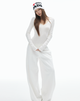 IAMXIAA Studded V-Neck Long Sleeve Tee