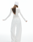 IAMXIAA Studded V-Neck Long Sleeve Tee