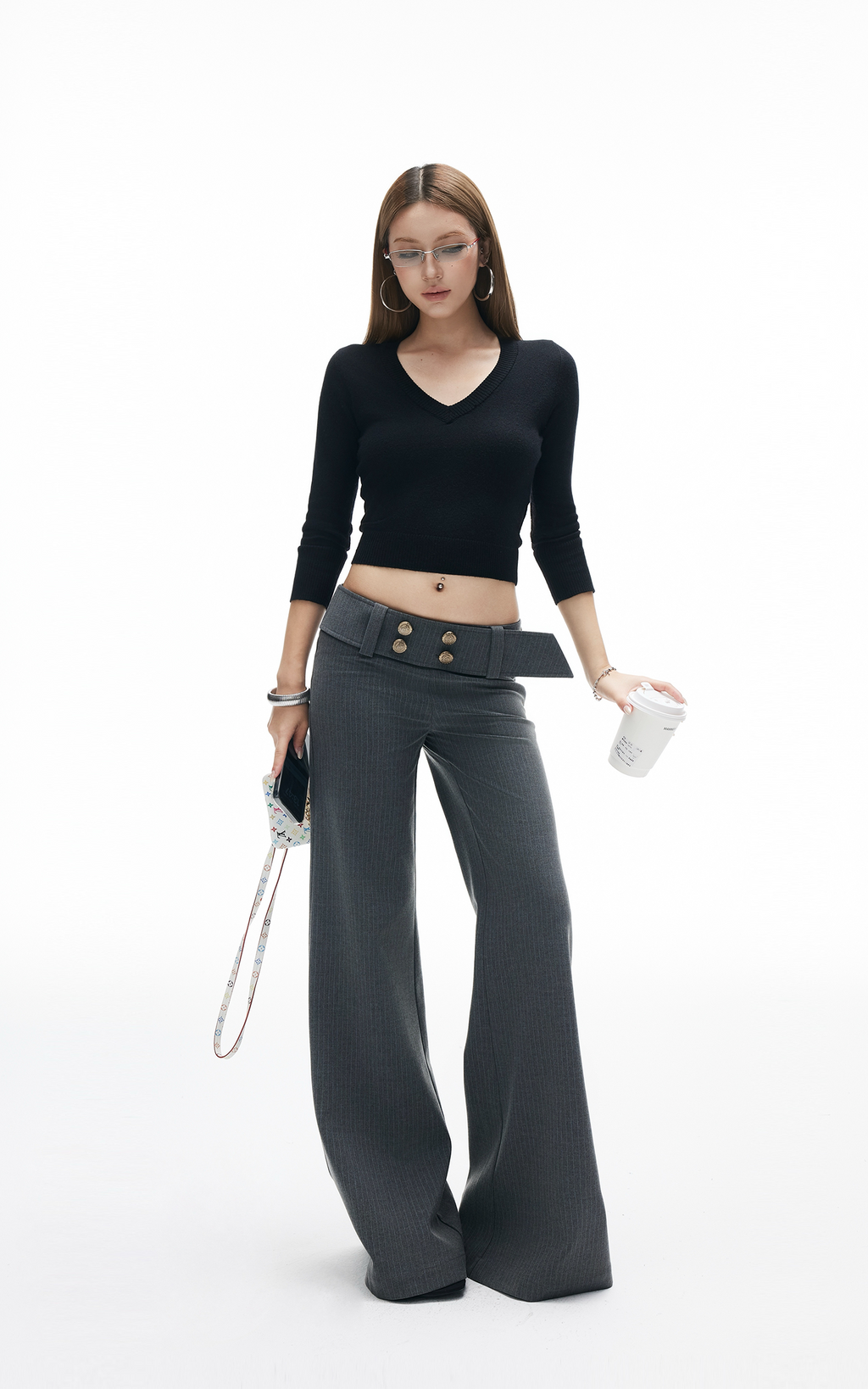 Goddess Long Legs Bootcut Trousers High Waist Slimming Slim Micro Elastic Small Horn main image 1