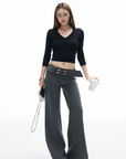 IAMXIAA Low Rise Wide Leg Trousers with Statement Belt