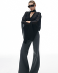 IAMXIAA Sheer Flowing Chiffon Top with Scarf Detail