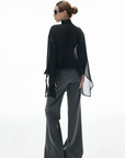 IAMXIAA Sheer Flowing Chiffon Top with Scarf Detail
