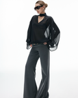 IAMXIAA Low Rise Wide Leg Trousers with Statement Belt