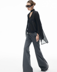 IAMXIAA Sheer Flowing Chiffon Top with Scarf Detail