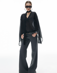 IAMXIAA Low Rise Wide Leg Trousers with Statement Belt