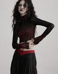 DOINDULGE Sheer Textured Long Sleeve T-Shirt