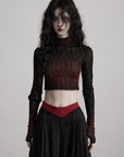 DOINDULGE Sheer Textured Long Sleeve T-Shirt