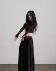 DOINDULGE Sheer Textured Long Sleeve T-Shirt