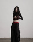 DOINDULGE Sheer Textured Long Sleeve T-Shirt