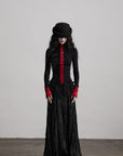 DOINDULGE Contrast Velvet Panel Long Sleeve T-Shirt