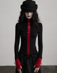 DOINDULGE Contrast Velvet Panel Long Sleeve T-Shirt