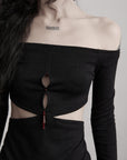 DOINDULGE Off-Shoulder Cutout Top with Bead Details